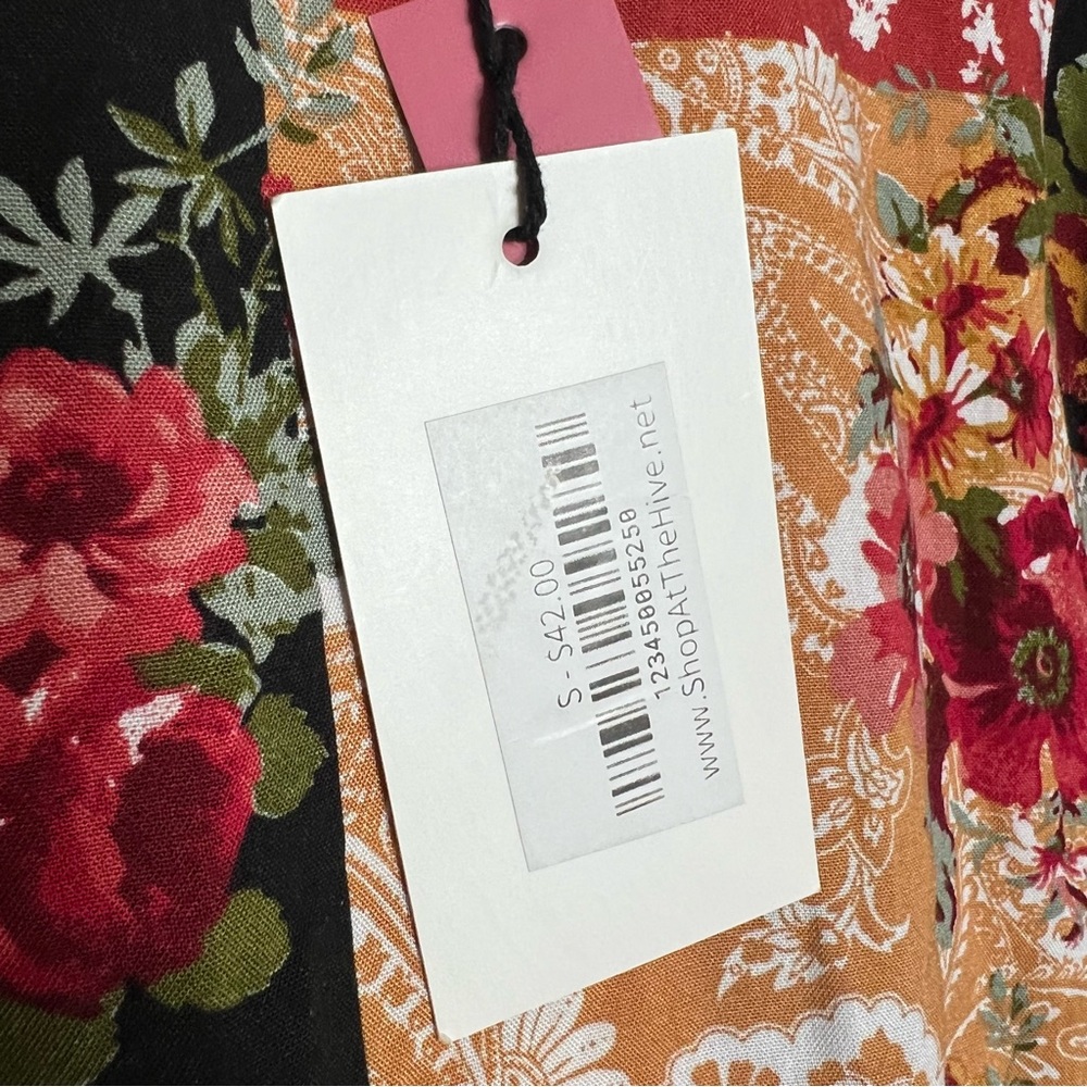 NWT Andree by Unit Floral Patchwork Boho Long Sleeve Top Blouse Size Small - Picture 5 of 9